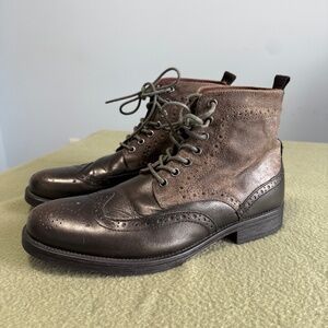 Aston Grey Collection Staten Bowlers Black-brown Lace Up Ankle Brogue‎ Boots 8,5